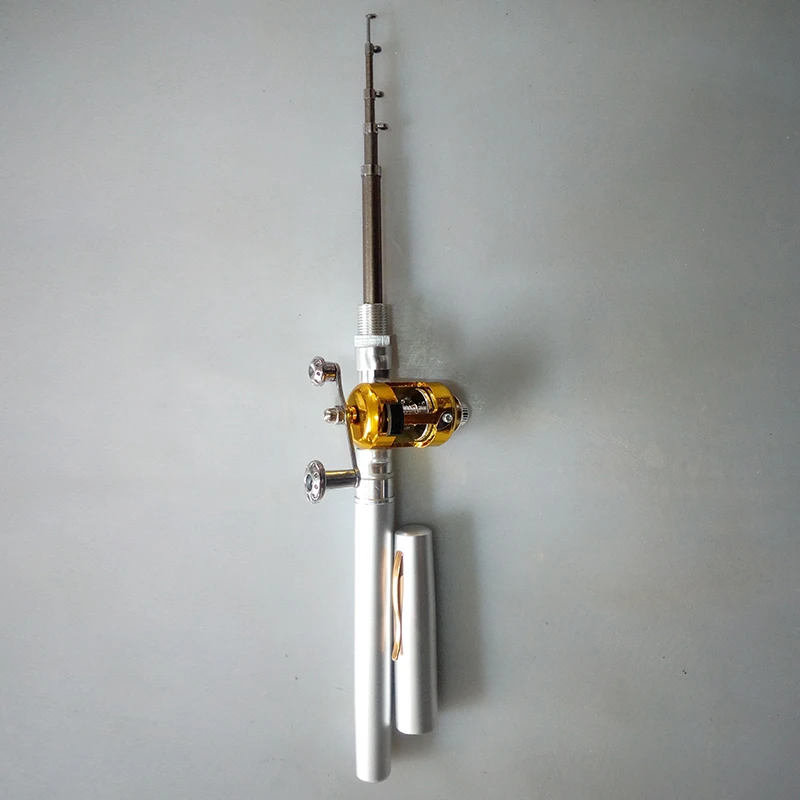 Наружная портативная карманная телескопическая мини Удочка в форме ручки, складная удочка с катушкой