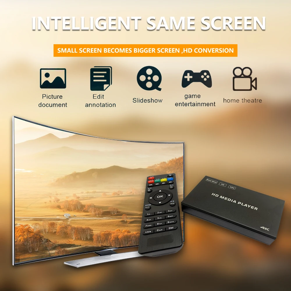 

The new 4K HD Blu-ray X6 U Disk player HDMI VGA output at the same time automatically cycle video advertising player MP3,WMA,WAV