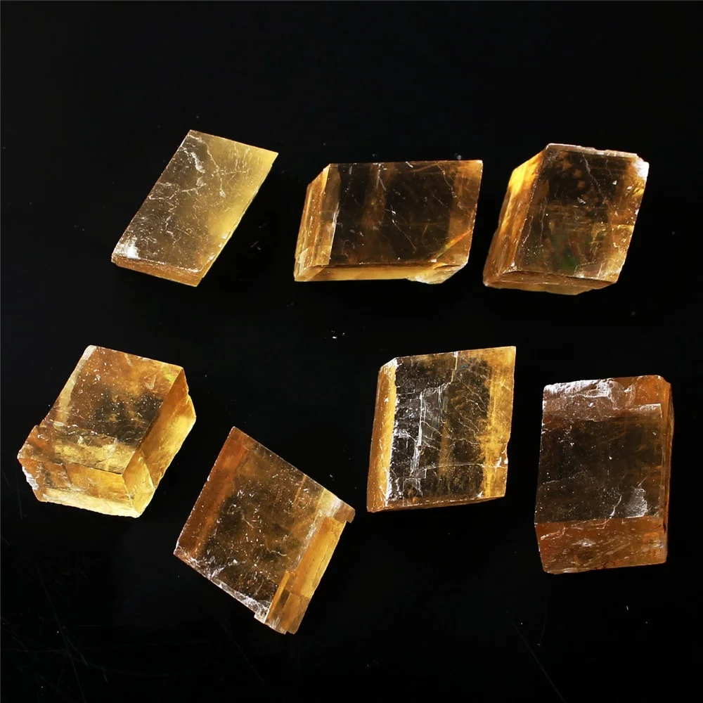 30g/50g/100g Natural Transparent Yellow Optical Calcite Crystal Tumbled Stone Mineral Rough Specimen