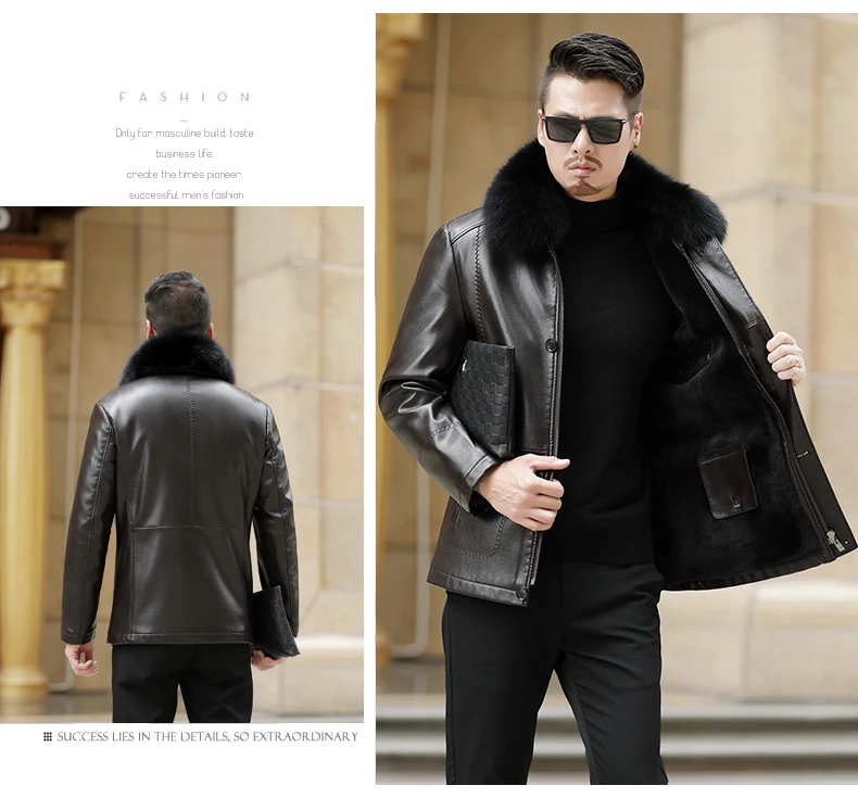 NEW Youth Winter Fur Leather Jacket Mens Plus Size Suede Leather Jackets Men Faux Fur Thick Warm Long Suede Jacket zipper