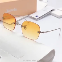 

Gentle DAISY Women Fashion Rectangular Rimless Eyeglasses Metal Prescription Glasses Frame Gradient Lenses Myopia Presbyopia