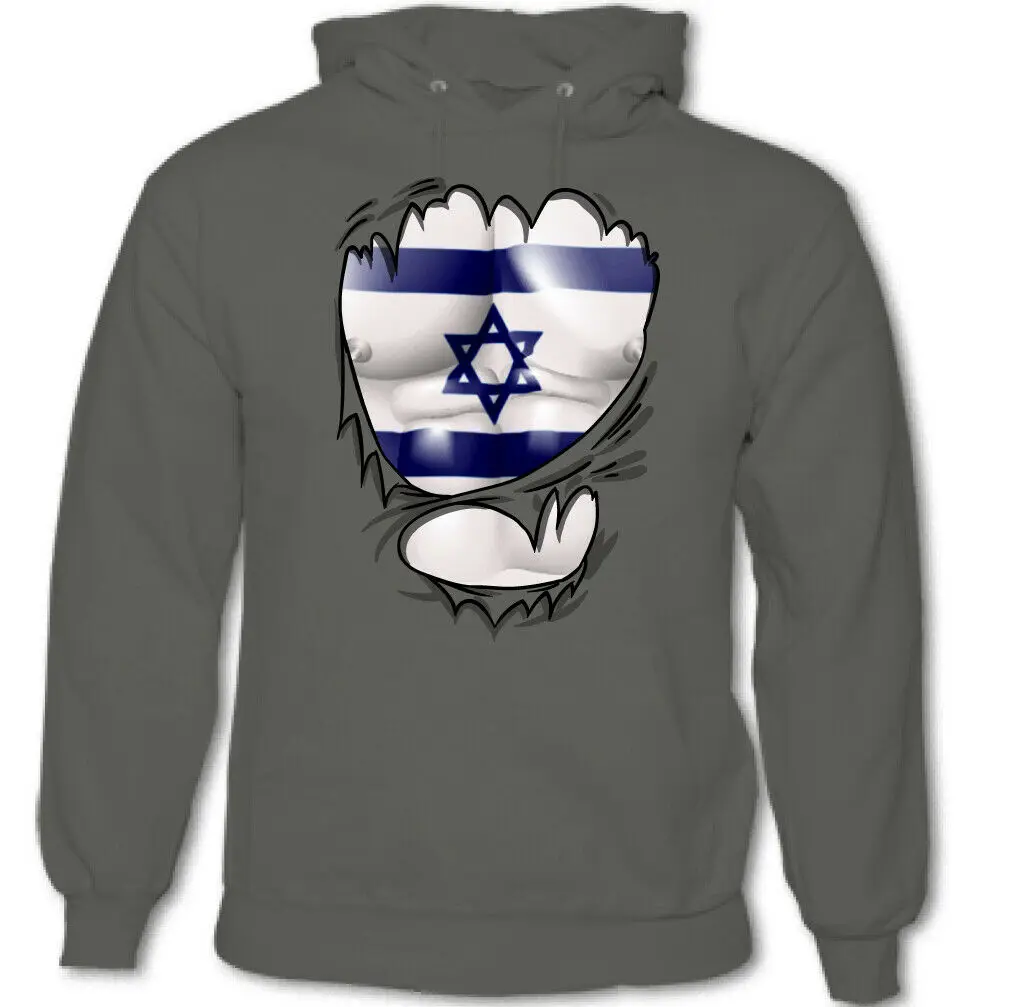Толстовка мужская рваная с изображением флага Израиля топ для занятий футболом