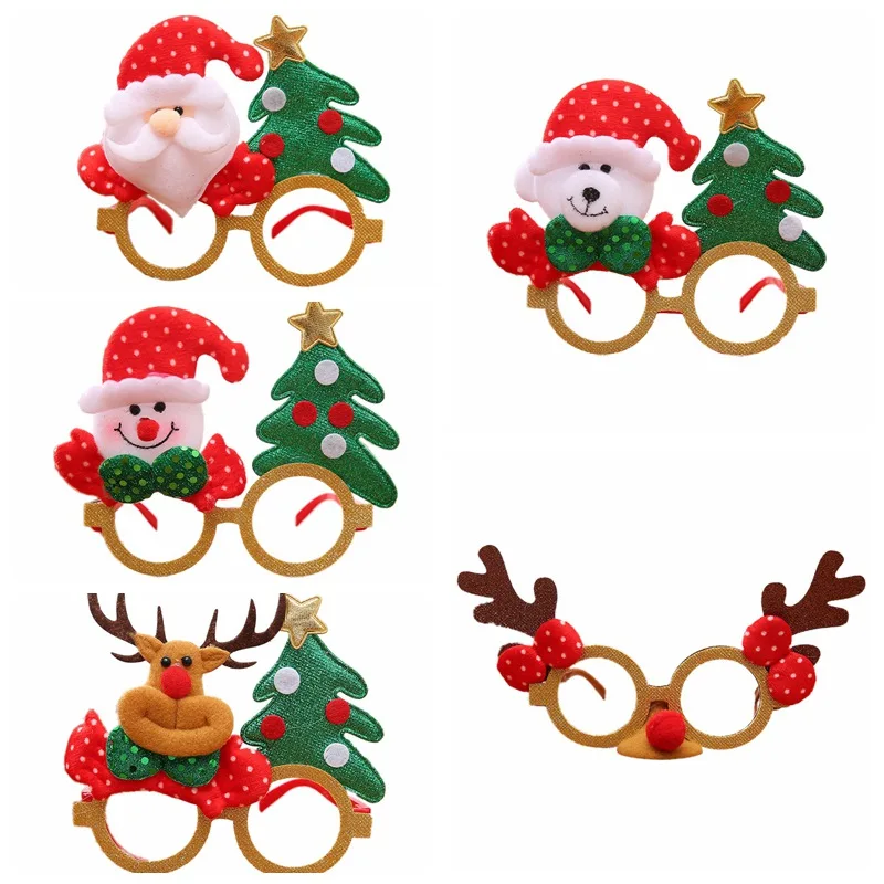 Novelty Cartoon Christmas Eyeglasses Frame For Children And Adults Santa Claus Reindeer Christmas Costume Decorations Gifts