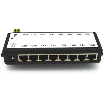 

8 Ports Passive PoE Adapter 8Ch PoE Power Supply Ethernet Poe Injector Pin 4,5(+)/7,8(-) Input DC12-48V