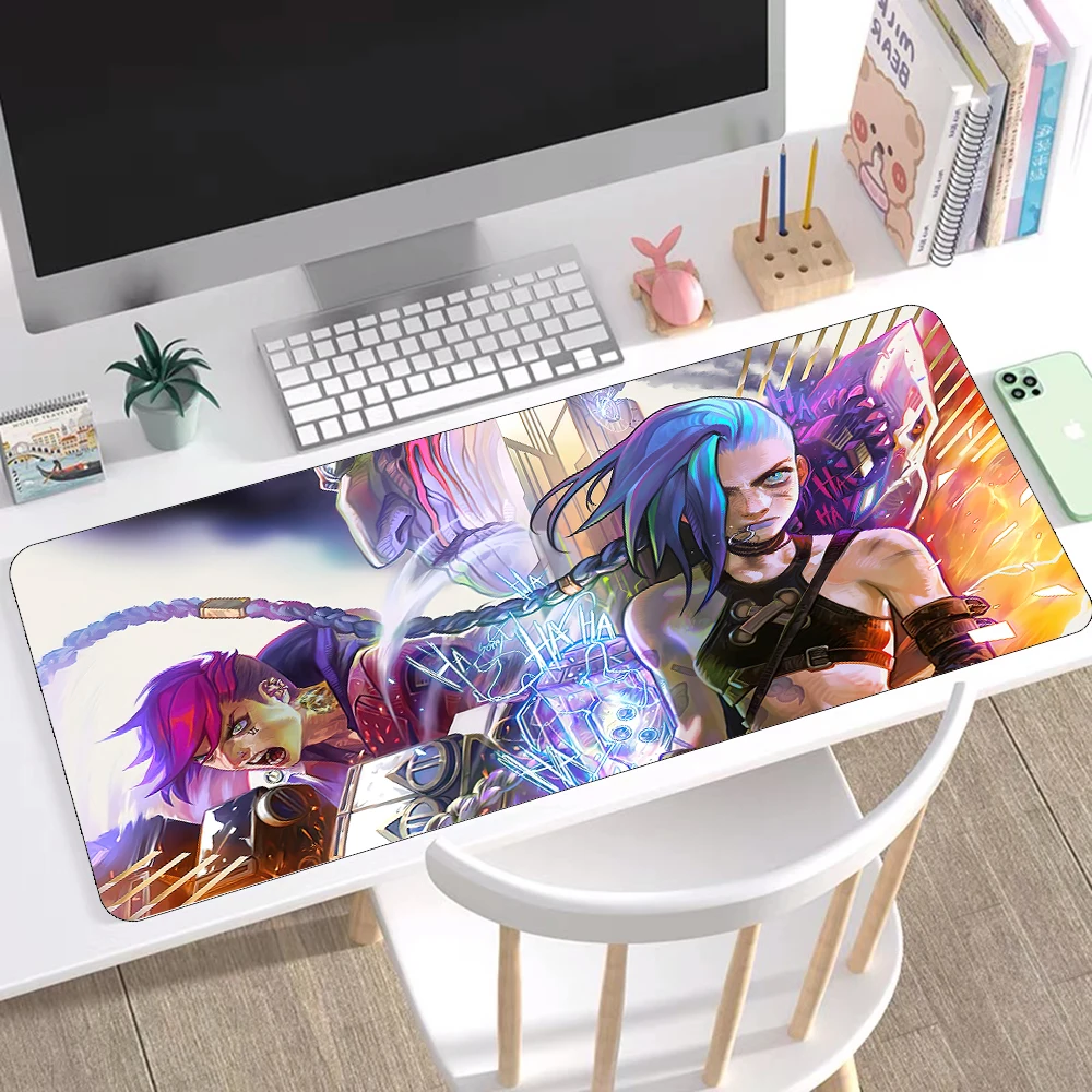 Arcane LOL Anime мультяшный коврик для мыши Настольный большой TV серии Xxl 90x40 см Jinx Caitlyn Vi |