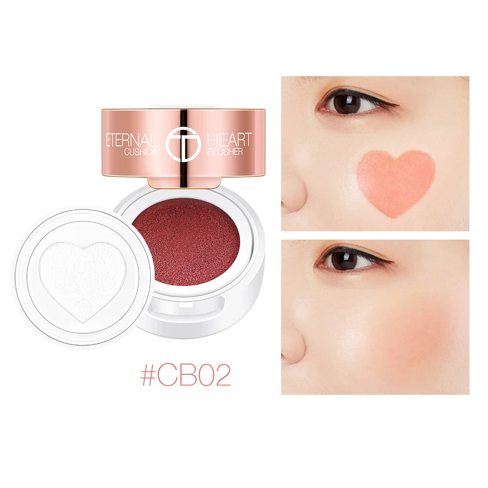 O.TWO.O Air Cushion Blusher Folding Heart Shape Shimmer Blush Rouge 4 Colors Easy To Wear Natural Face Makeup Blush TSLM1 - Цвет: CB02