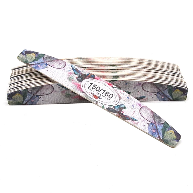 10 Pcs Printed Flower Wood Nail Files 100/120/150/180/240 Wooden Sanding Buffer Block Gel Polishing Nails Files Accessories Tool moon 150-180