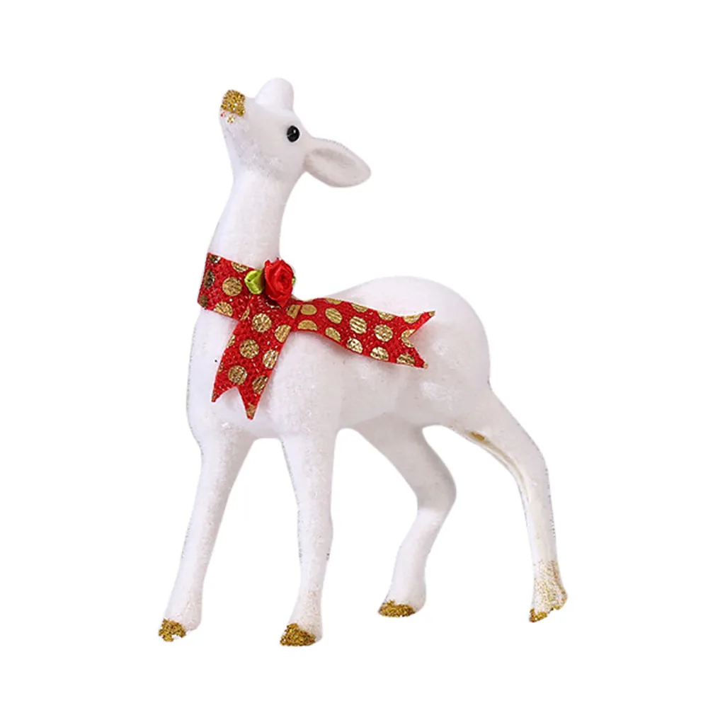 Navidad Christmas White Deer Simulation Deer Home Decoration Elk Doll Animal Model christmas decorations for home