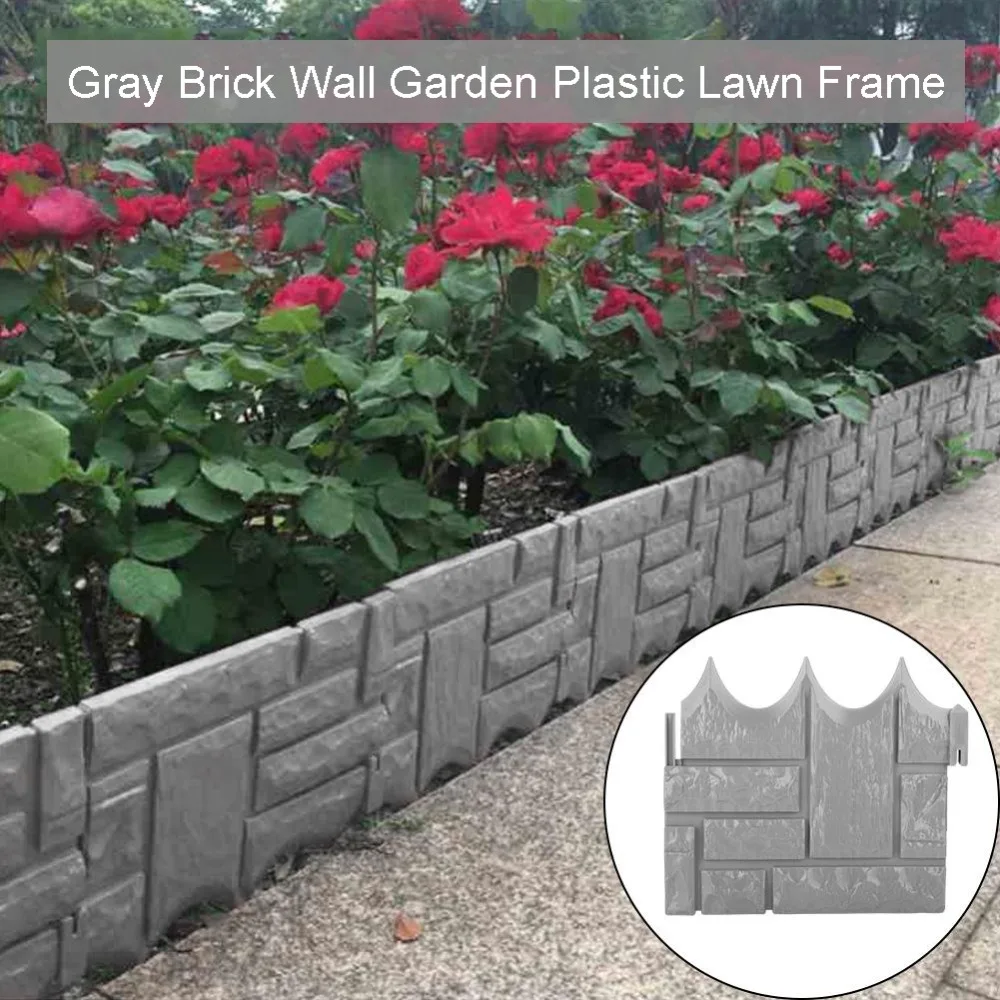 6pcs-Garden-Accessories-Decoration-Edging-Lawn-Fence-Set-Liner-Path-Easy-Install-Grey-Brick-Wall-Home (3)