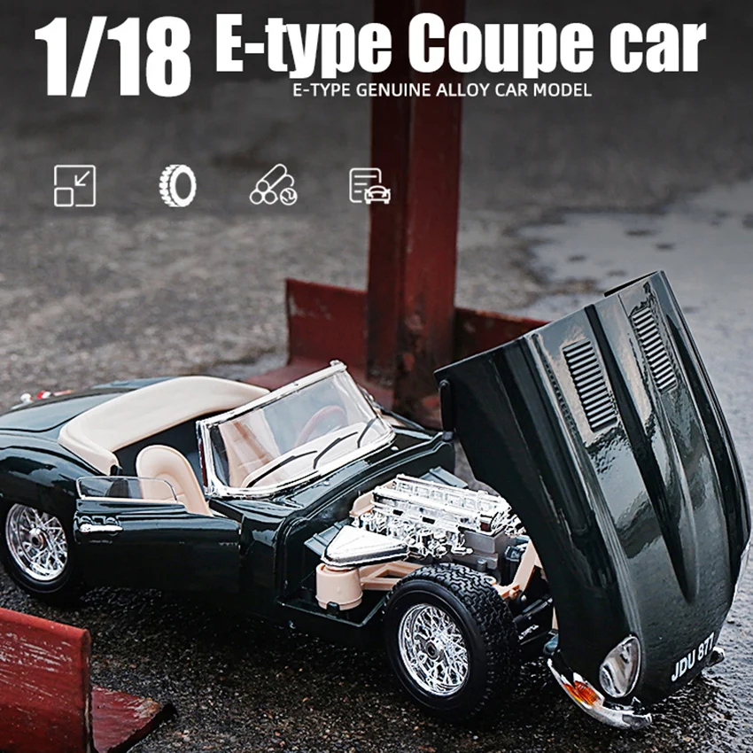 Модель автомобиля E-Type 1:18 литая под давлением из металлического сплава с базой