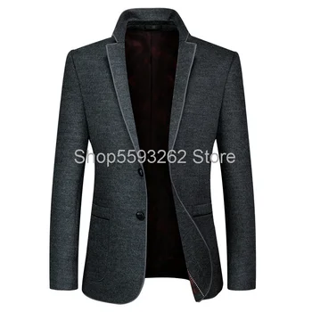 

Season men's casual suit jacket slim woolen tide small suit young men