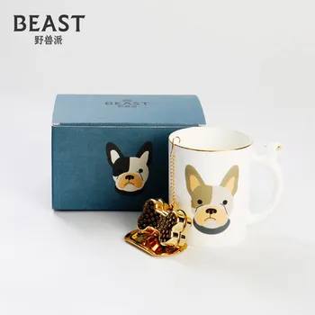 

Bone China Mug Dog Printed Cup Birthday Gift Water Cup With Tea Leak