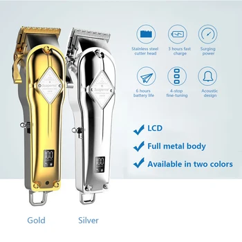 

Waterproof Hair Trimmer Professional Display Men's Hair Clipper Grooming Low Noise Clipper Titanium Ceramic Blade Adult Razor