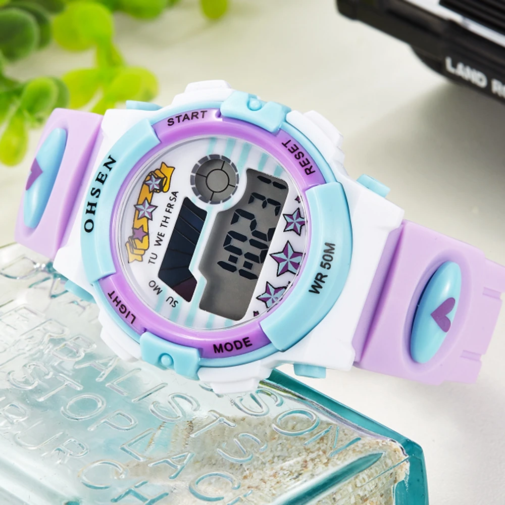 Лидирующий бренд Montre Enfant OHSEN Детские светодиодные цифровые спортивные часы