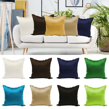 

100% Satin Silk Solid Pillowcase Bright Simple Candy Color Silk Pillows Sofa Couch Throw Pillows Cover Home Decorative Cushions