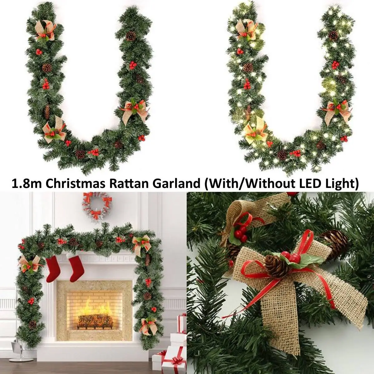 180cm Christmas Decoration Bar Tops Garland Christmas Tree Ornaments Green Tree Cane Tinsel Party Supplies Hanging Ornament