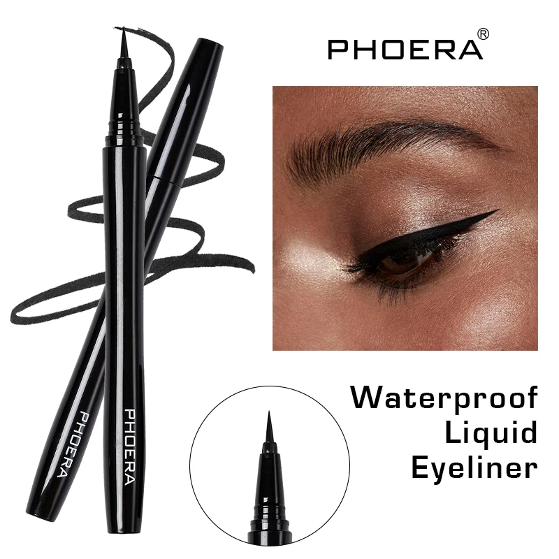 PHOERA Black liquid eyeliner automatic rotating eye liner waterproof not blooming eyeliner eye makeup glitter eyeliner TSLM1