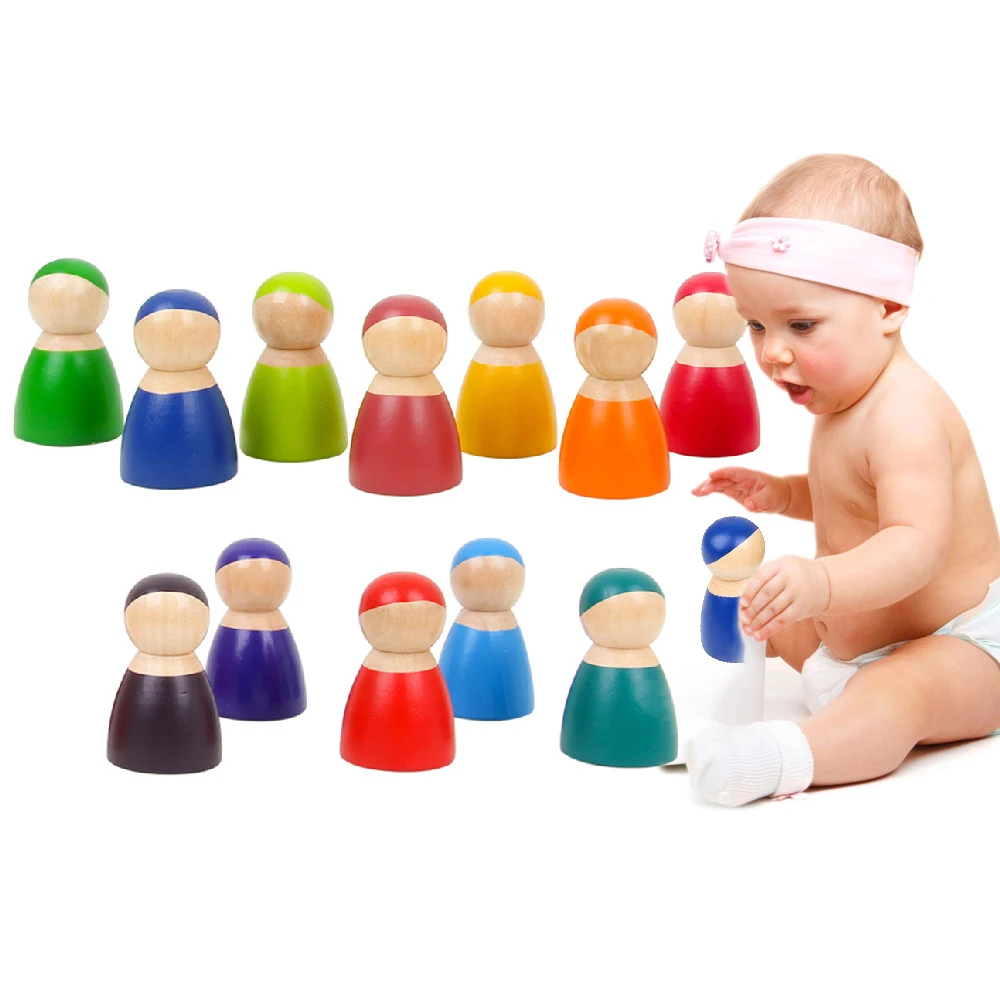 

Children Rainbow Wooden Blocks Montessori Learning Educational Toys Colorful Magic Wood Building Blocks Kids Novelty Game Gift