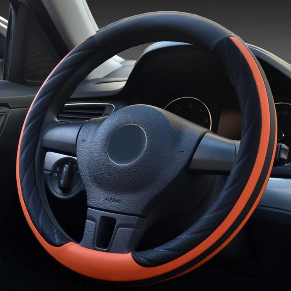 38 см Универсальный Авто Кожаный руль покрытие для интерьера автомобильные чехлы нескользящий держатель протектор ML28