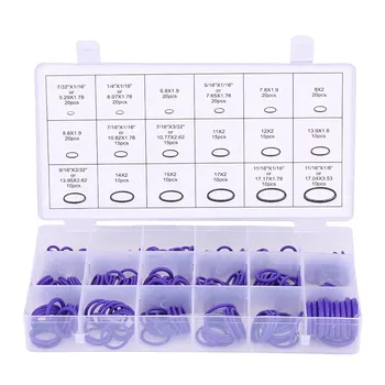 

270pcs with a transparent plastic box Assorted Car Air Conditioning Compressor O-ring Seal Gasket Rubber Washer Seals Purple