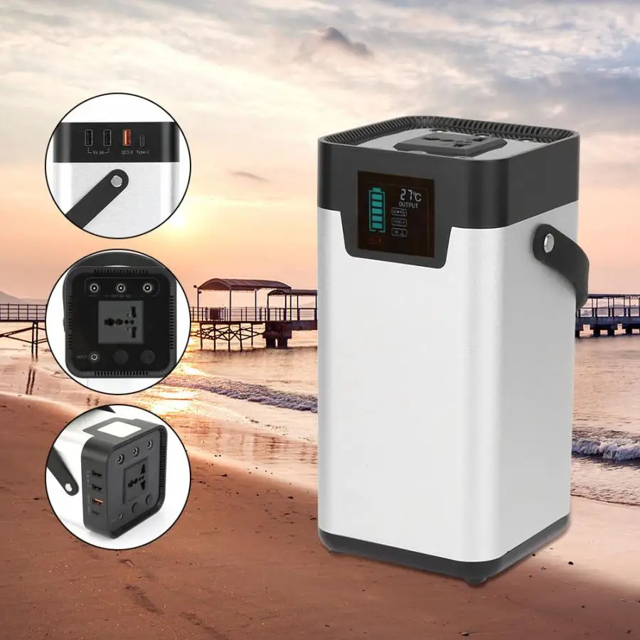 

200W 52500mAh Portable Solar Generator LED Light UPS Pure Sine Wave Power Supply Energy Storage 100-240V with USB LED Display