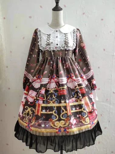 Милое Платье Лолиты в японском стиле для костюмированной вечеринки платье принцессы в стиле «лолита» с длинными рукавами и воротником «Питер Пэн» милые платья лоли для девочек