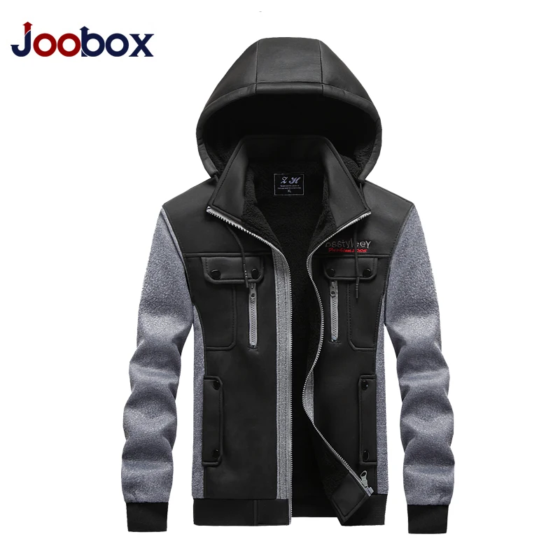 2020 Zipper Men Jackets Autumn Winter Casual Fleece Coats Bomber Jacket Scarf Collar Fashion Hooded Male Outwear Slim Fit Hoody