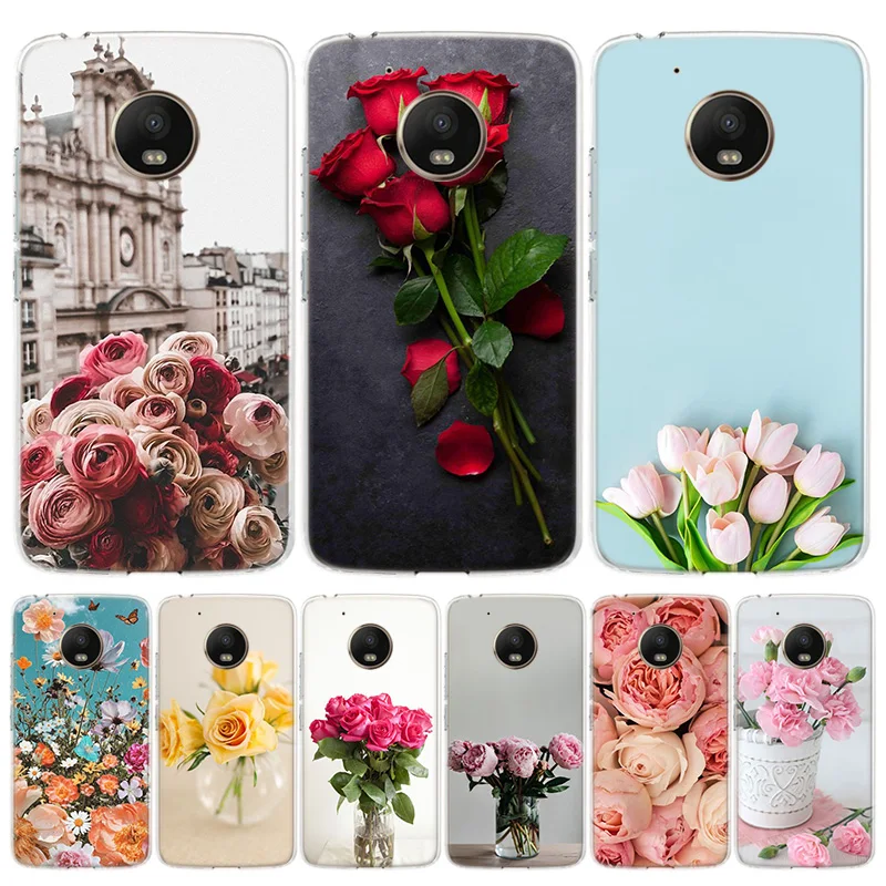 Розовый цветок пион на вазе шаблон чехол для телефона Motorola Moto G8 G7 G6 G5 G4 E6 E5 E4 Power Plus