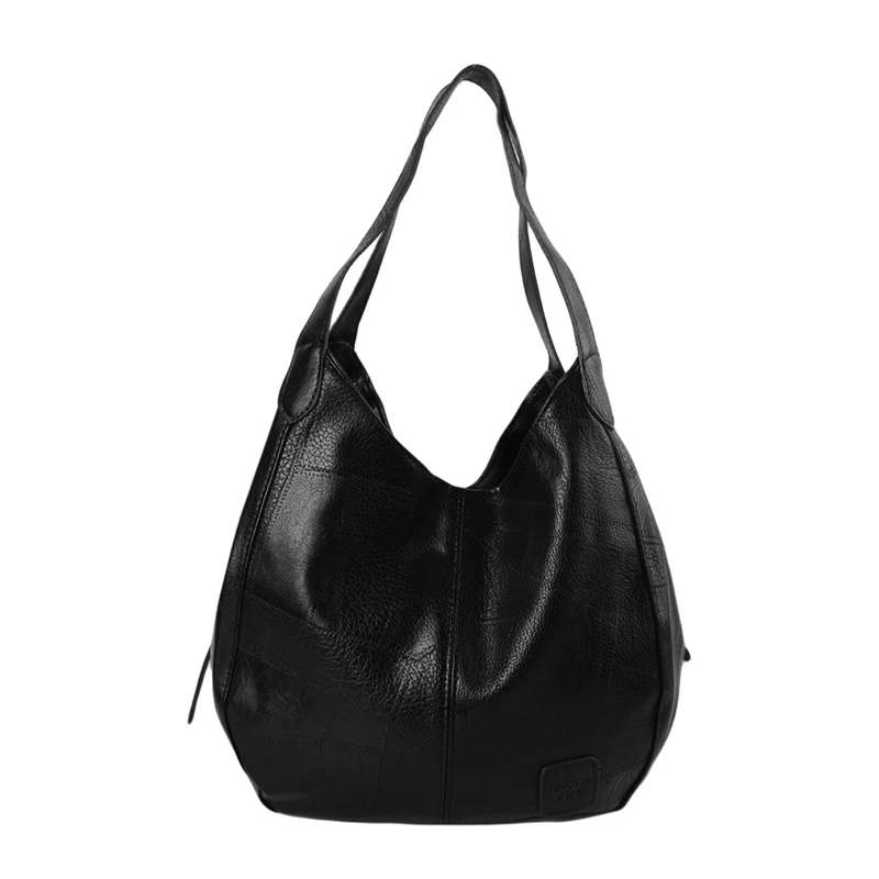 black Large Capacity PU Leather Women Handbags Fashion Simple Solid Color Crossbody Bags For Femme Bolso Mujer - Цвет: black