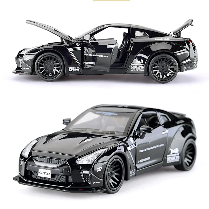 

1/32 GTR 6 colors Car Model Alloy Simulation Diecast Vehicle 4 doors can open