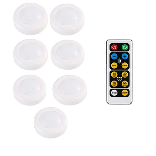 1 Remote 7 Lamp Under Cabinet Light Wireless Dimmable Touch Sensor LED Night Lamps Battery Power Remote Control Suitable for Kitchen Stair - Цвет: 1 Remote 7 Lamp
