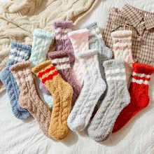 12 пар/компл. штаны с двумя параллельными полосками Для женщин Средний носки без пятки кораллового цвета, плюшевые теплые носки-тапочки домашней носки милые Для женщин носки оптом