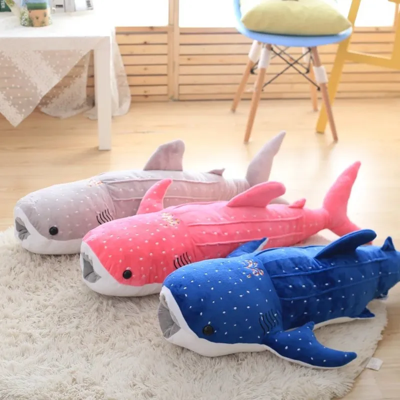 48 Inch Giant Blue Shark Plush - Large Whale Shark Stuffed Animal Body Pillow Toy For Kids