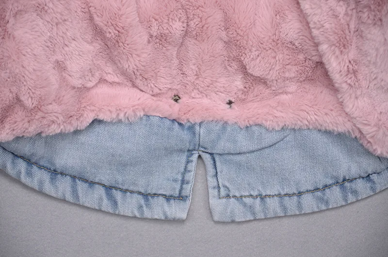 Girls Winter Coats New Children Denim Jacket Plus Velvet Real Fur Warm Toddler Girl Outerwear Coat Baby Winter Girl Parka