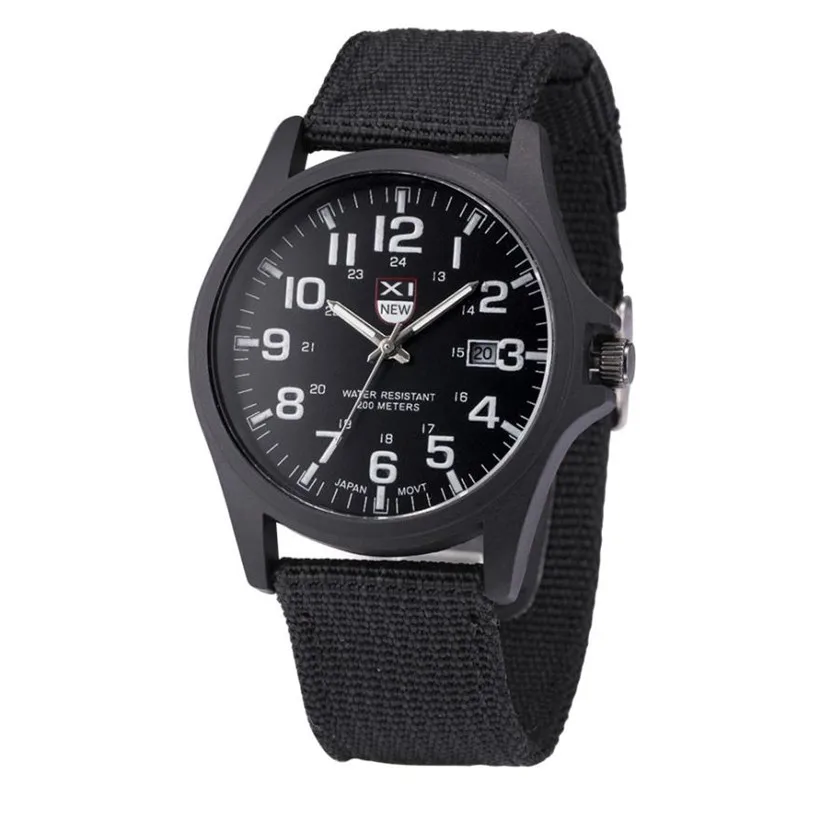 Orologio Militare Uomo In Nylon | Quadrante Grande Analogico Con Data, Nero E Bianco, Sportivo Da Esterno - 2