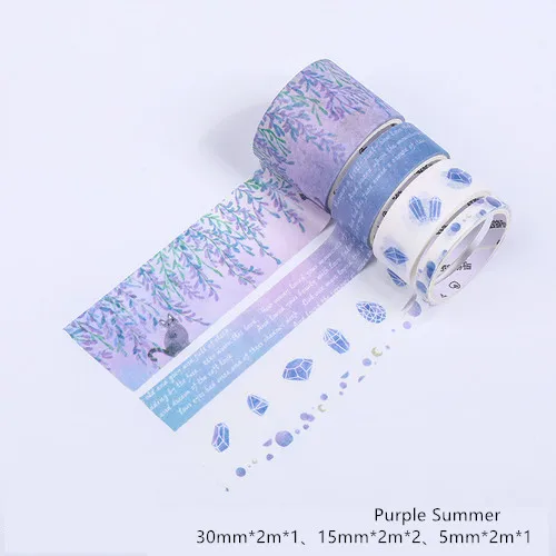 Purple Summer 4 шт./лот Kawaii набор декоративного скотча Васи осеннее растение маскирующая лента для планировщика Bullet Journal DIY наклейки Скрапбукинг Канцелярские наклейки - Цвет: Purple Summer