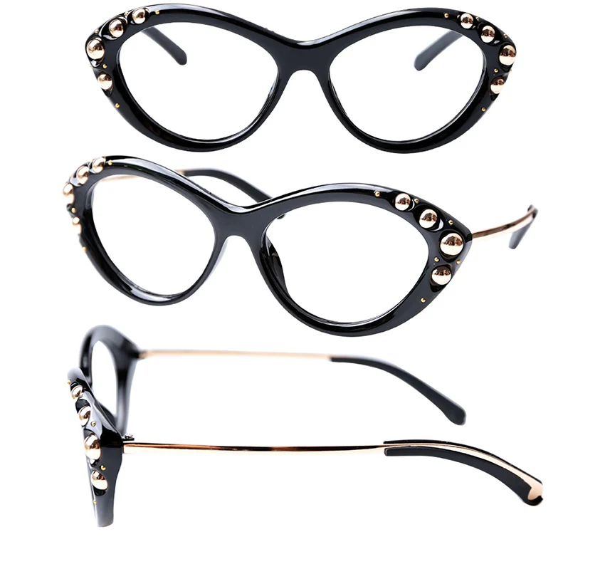 SOOLALA очки для чтения «кошачий глаз» женские дизайнерские Золотые бусы очки для пресбиопии очки для чтения 0,5 0,75 1,0 1,25 до 4,0