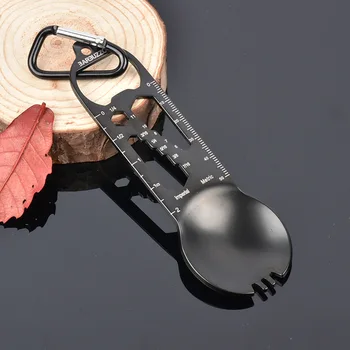 

Outdoor 11 in 1 Multi Functional Minimal Tools EDC Survival Tools with Screwdriver, Spoon, Fork, Bottler Opener,Wrenches,