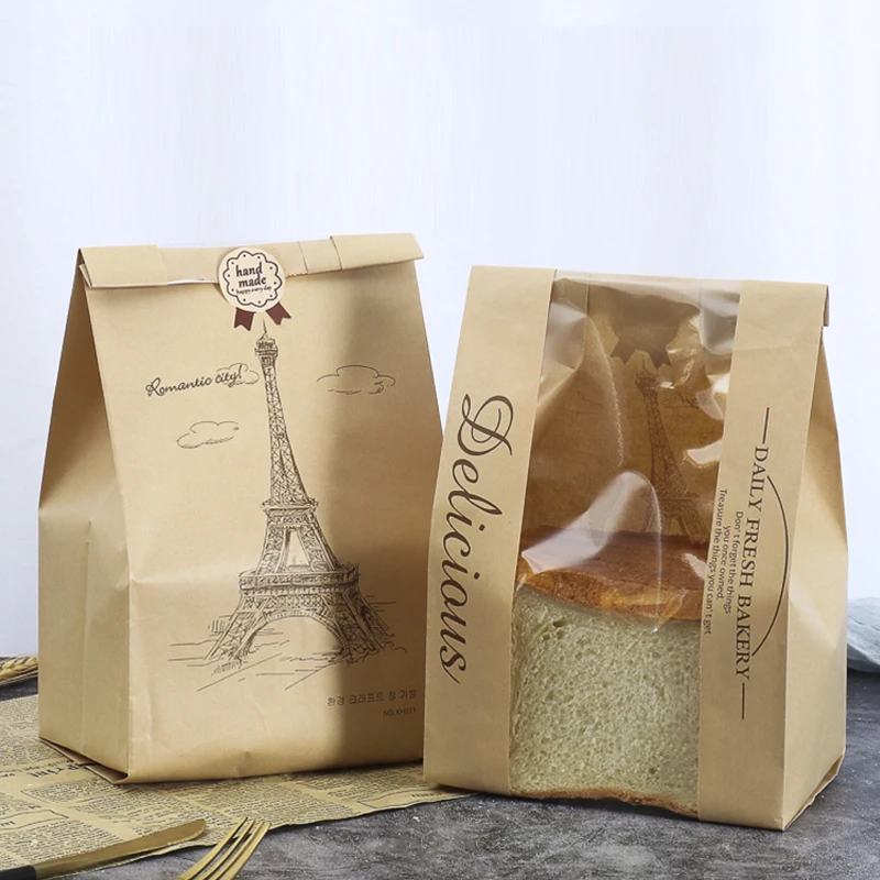 30 Pack Kraft Paper Bread Bags with Transparent Window – Food-Grade Bakery Pouches for ... - SKU KPBB1544 - UGI Packaging