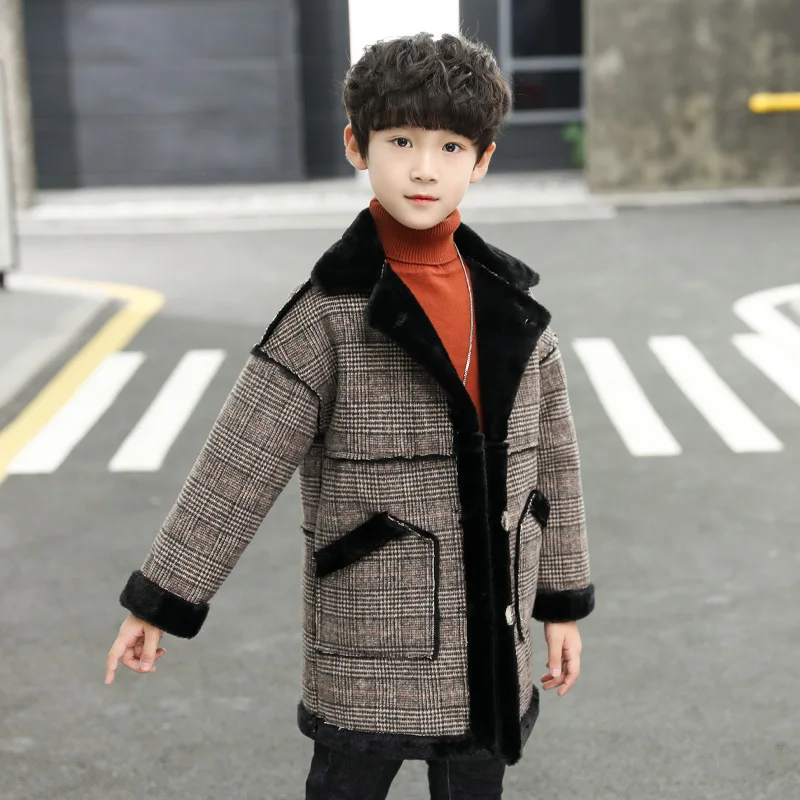

CHILDREN'S Garment BOY'S Winter Woolen Overcoat 2019 New Style Big Boy Autumn & Winter Thick Middle Long Coat