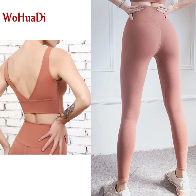 Женский комплект для йоги WOHUADI ударопрочный спортивный из 2 предметов: