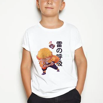 

Demon Slayer Kimetsu No Yaiba Kids Short Sleeve T-shirt Cosplay Costumes boy/girl Tops Tees Pure cotton Comfortable white Tops