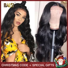BAISI полный парик шнурка индийский тело волна фронта шнурка человеческих волос парики с предварительно выщипанными волосами человеческих волос парики для женщин