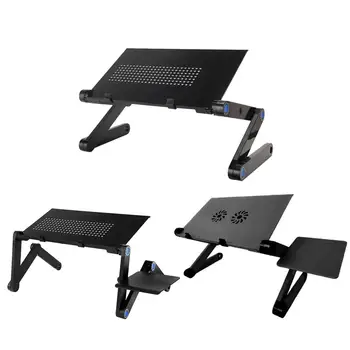 

Adjustable Laptop Table Stand Folding Notebook Desk Stand Aluminum Alloy Notebook Desk Tablet With Dual Cooling Fan For Sofa Bed