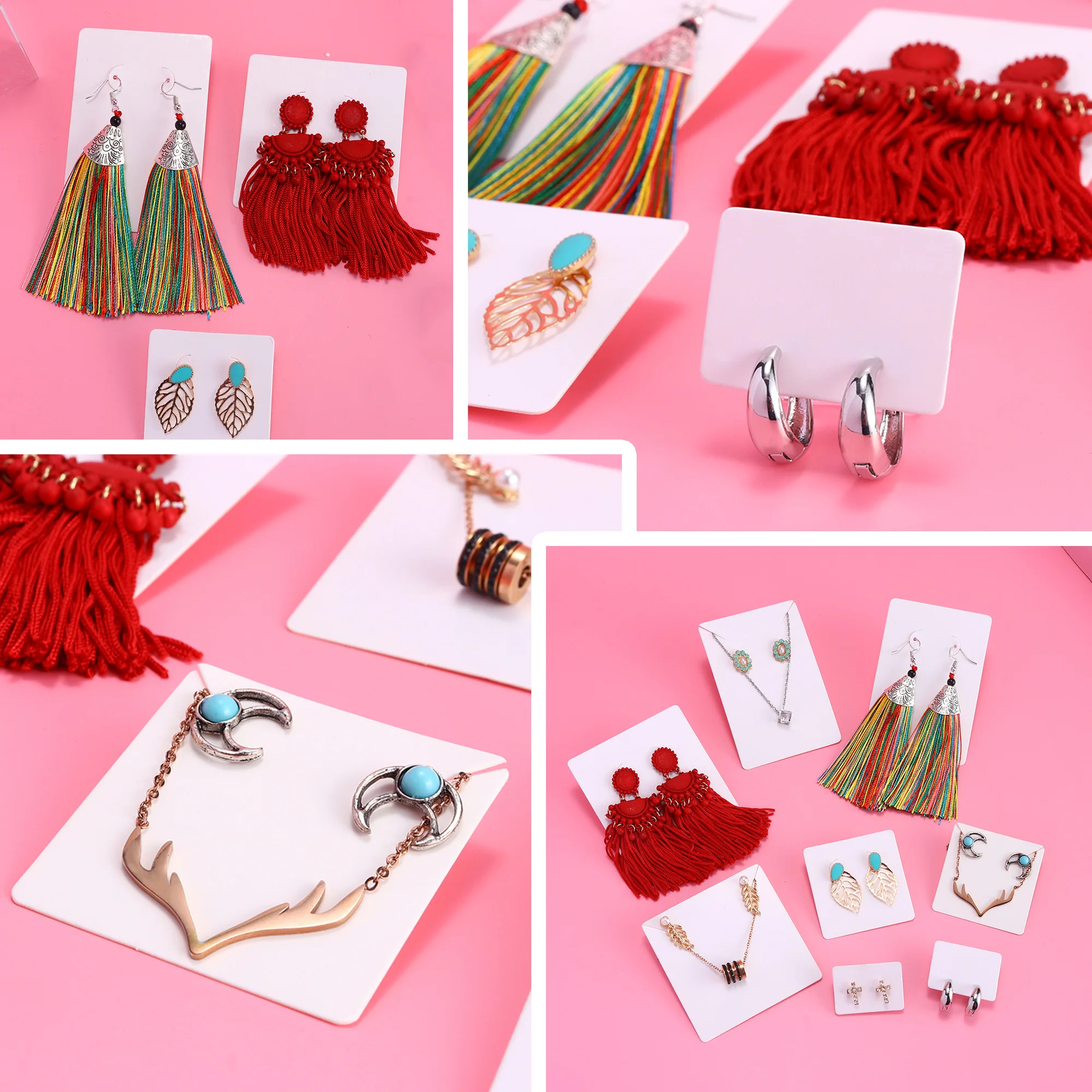50pcs Opp 자기 접착 비닐 봉투 귀걸이 디스플레이 목걸이 쥬얼리에 대 한 카드 골 판지 종이 DIY 패키지 공급 만들기
