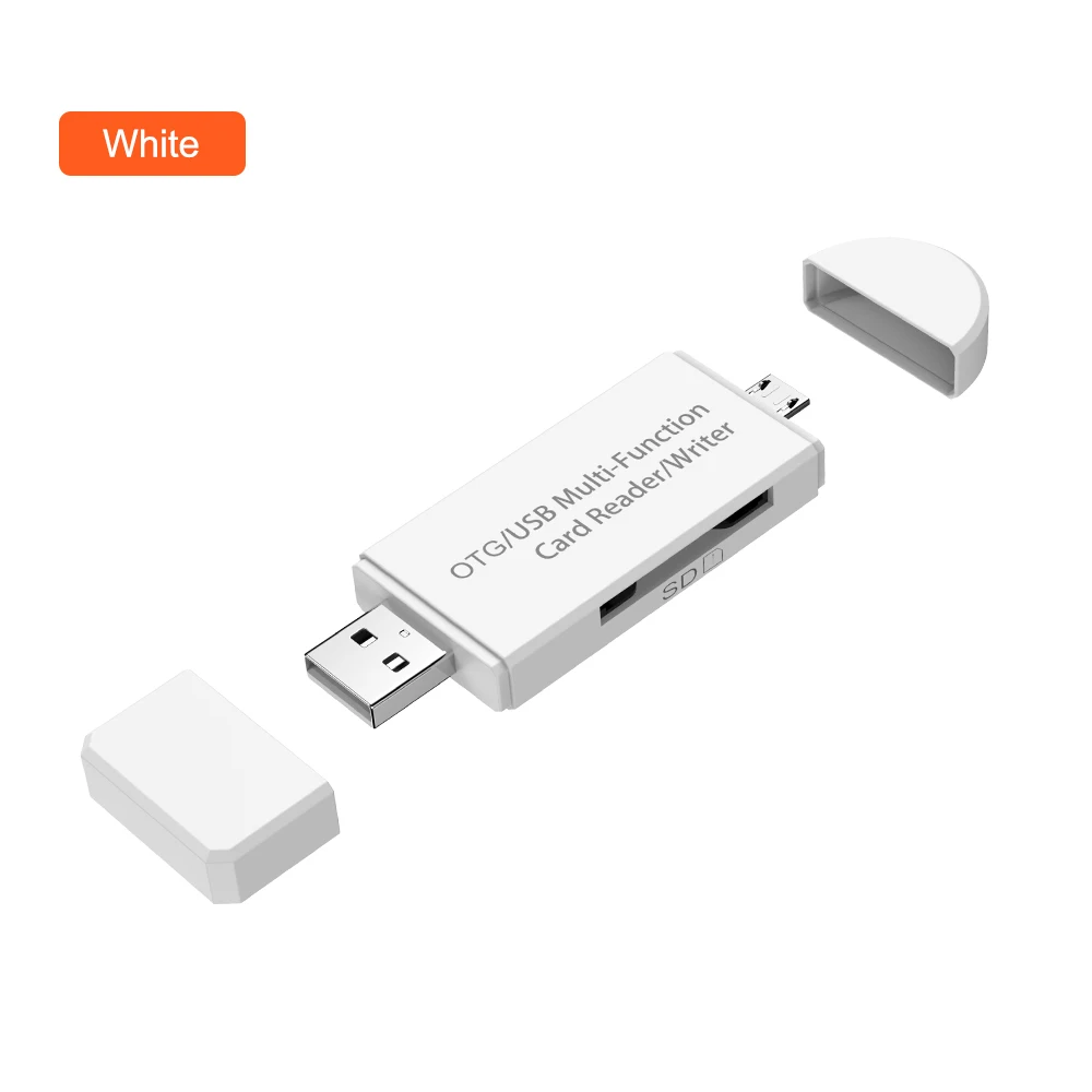 Белый 2в1 микро USB OTG кабель SD TF кардридер мини адаптер для samsung Xiaomi huawei кардридер памяти высокоскоростной Универсальный USB 2,0 - Цвет: Белый