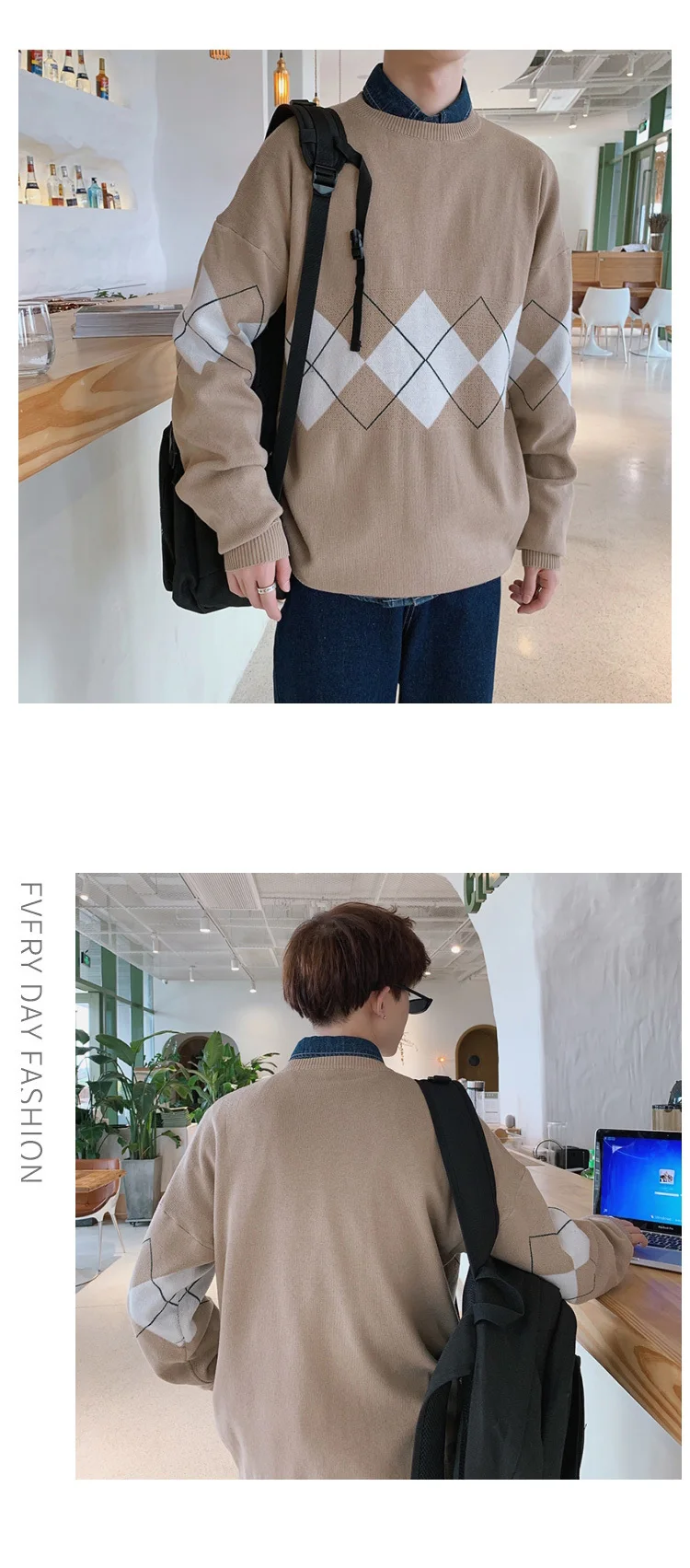 Свитер мужской 2019 Новый с круглым вырезом в полоску джемпер Мужская Корейская версия тренда Молодежный пуловер для студентов одежда