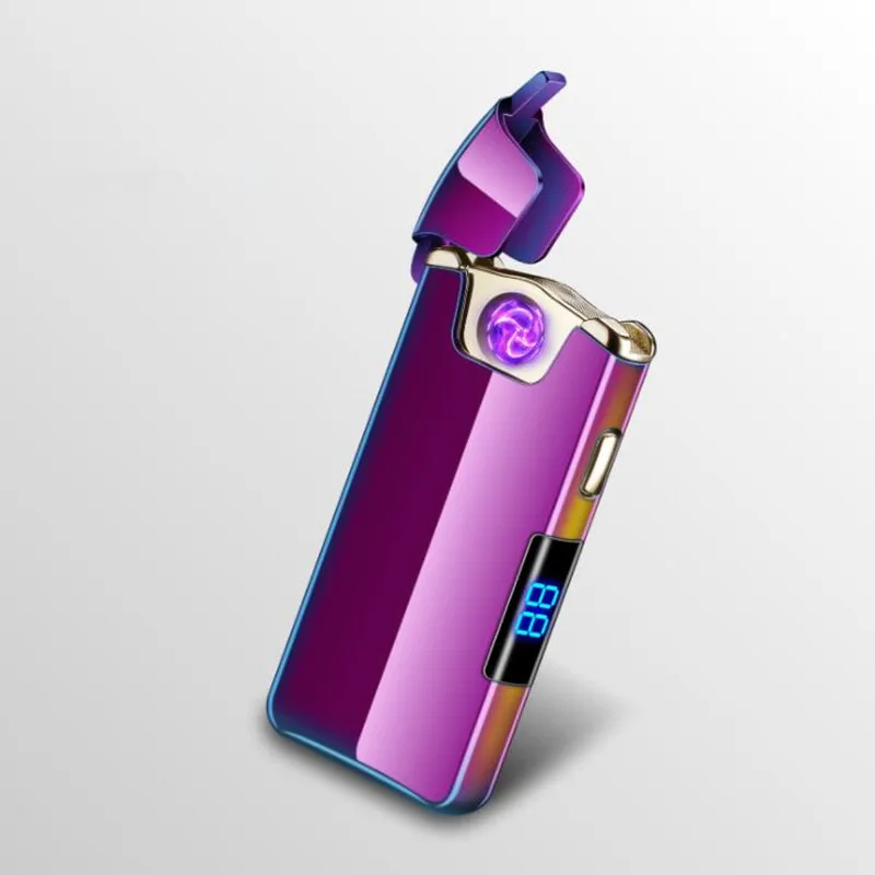 Креативный USB зарядка поворот дуги прикуриватель светодиодный прикуриватель с индикатором плазмы ветрозащитные беспламенные электронные зажигалки