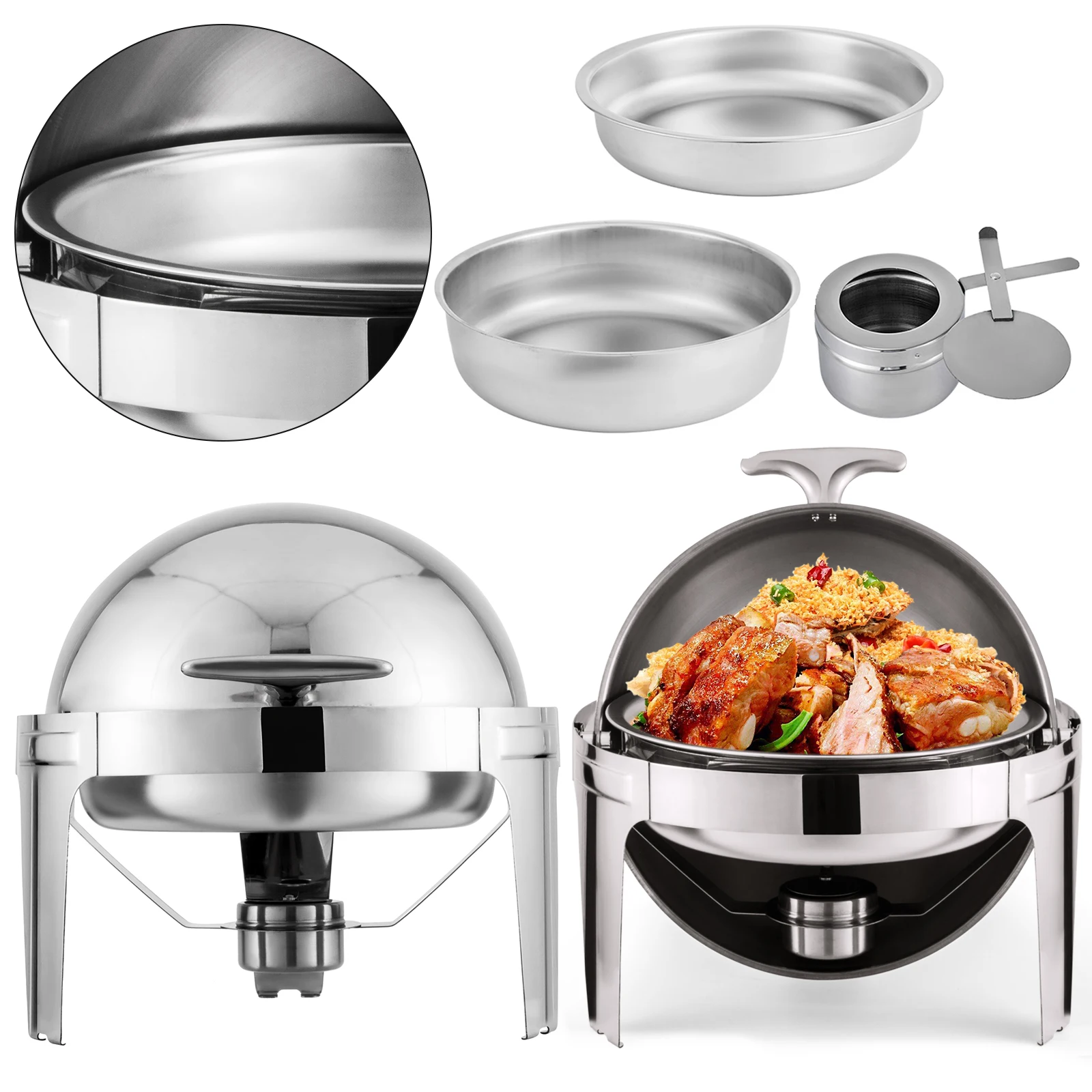 Новинка серебряная круглая Круглая шляпка 6 qt из нержавеющей стали набор 2