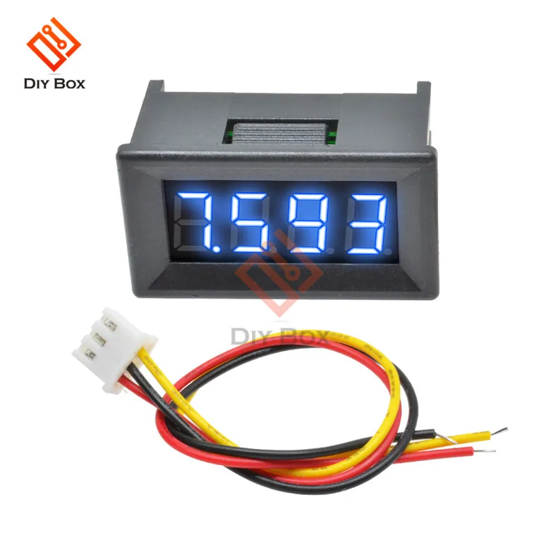 blue Мини 0,36 дюймов цифровой светодиодный Дисплей 4 биты постоянного тока 0-100 V Вольтметр метр тестер три провода Напряжение метр Панель тестер с оболочкой - Цвет: blue